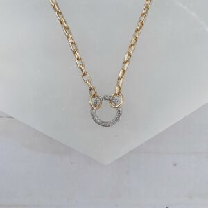 Willow Box Link  Short Necklace with Circle Lock