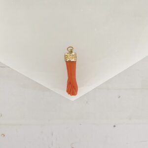 Antique Large 10k Gold  Carved Figa Fist Hand Pendant