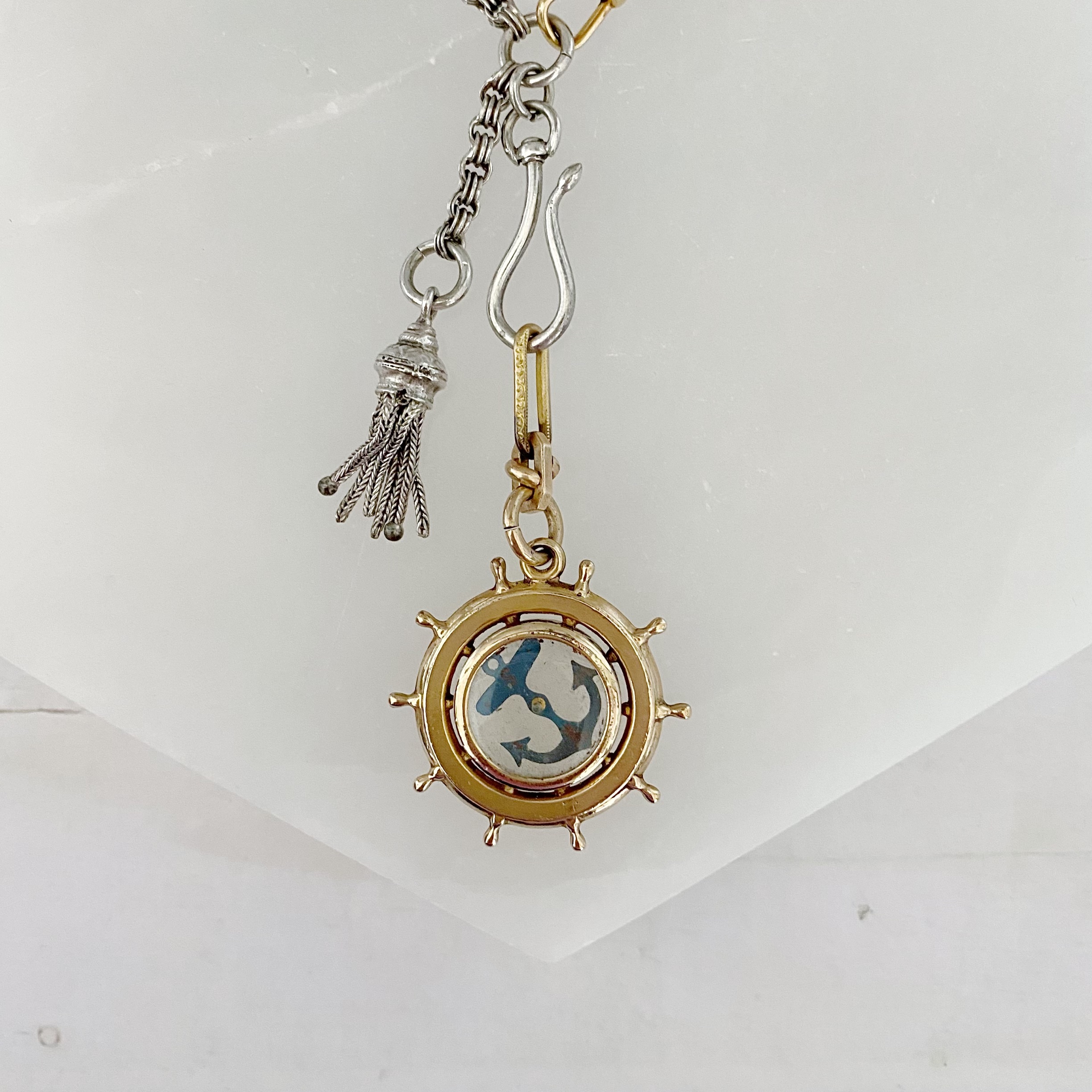 Antique "WayFinder VI" Compass Watch Fob Necklace