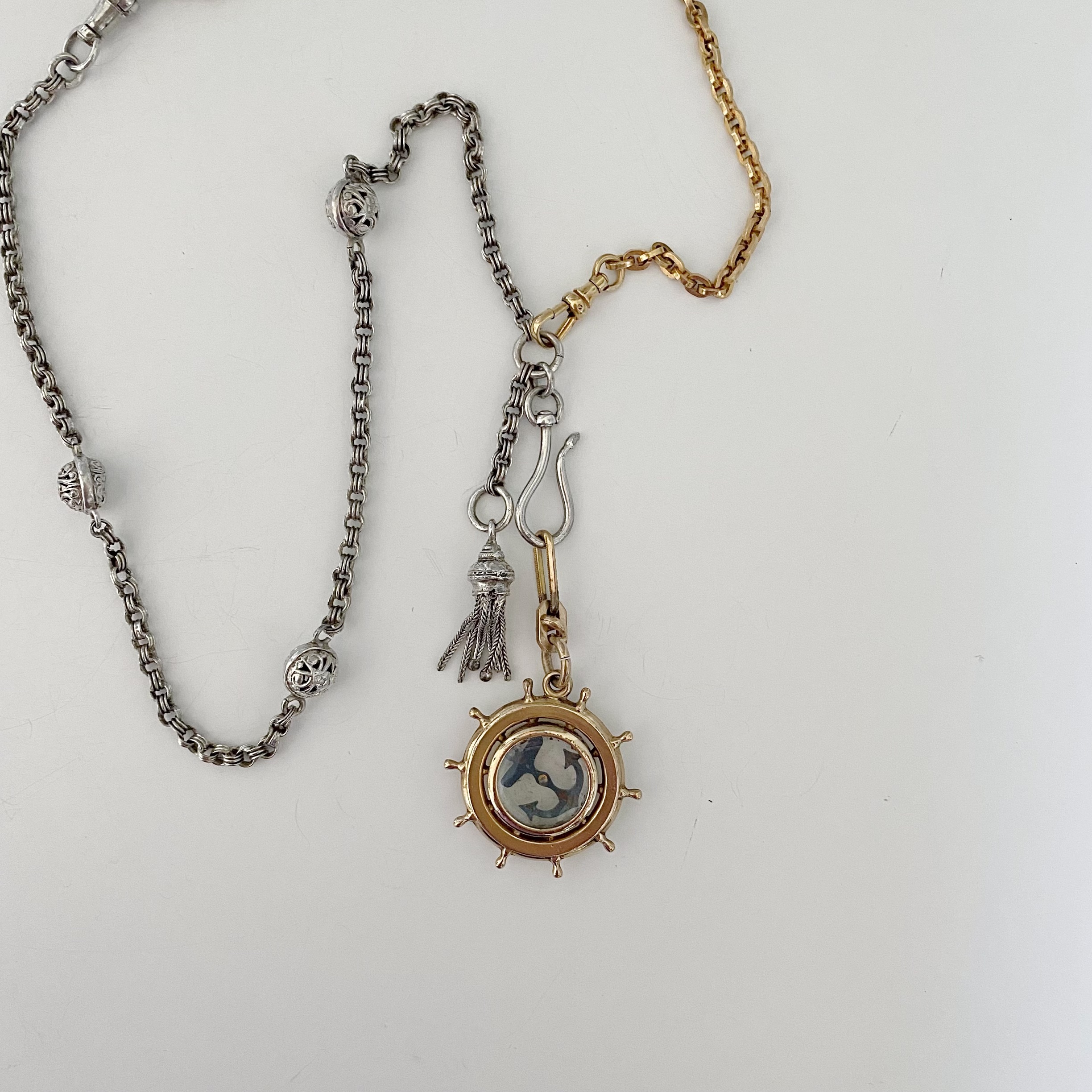 Antique "WayFinder VI" Compass Watch Fob Necklace - Image 3