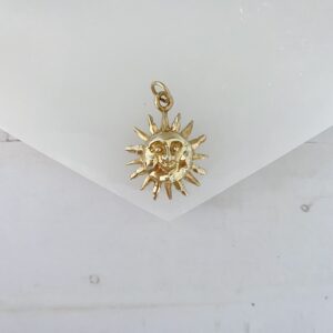 Vintage Large 14k Gold Happy Sun Pendant Charm