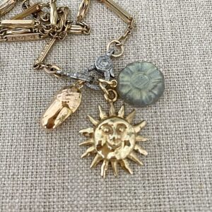 Vintage Large 14k Gold Happy Sun Pendant Charm - Image 3