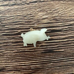 Antique Mother of Pearl 9k Gold Lucky Pig Charm