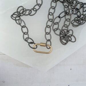 Briana Chunky Matte Oval Link Gunmetal Chain with Matte Golden Clasp