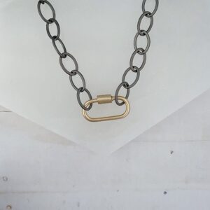 Briana Chunky Matte Oval Link Gunmetal Chain with Matte Golden Clasp - Image 3