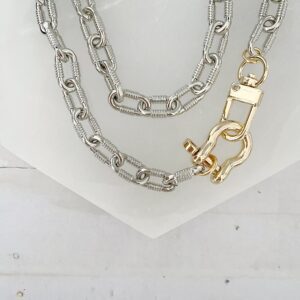 Heavy Metal Collection Ornate Silver Chain with Mismatched Statement Clasp