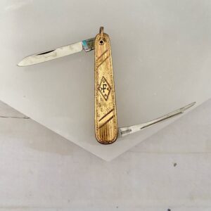 Vintage Engraved Gold Filled Pocket Knife Watch Fob Pendant - Image 4