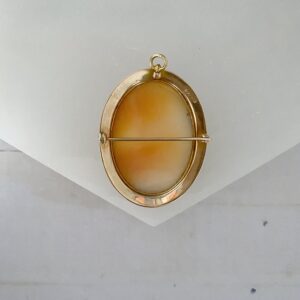 Selene Moon Goddess Large 10k Gold Antique Cameo Pendant/Pin - Image 3