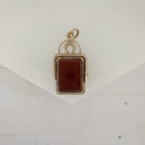 Antique Double Sided Mother of Pearl Horse Spinner Pendant - Image 3