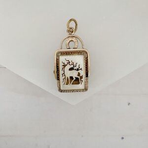 Antique Double Sided Mother of Pearl Horse Spinner Pendant