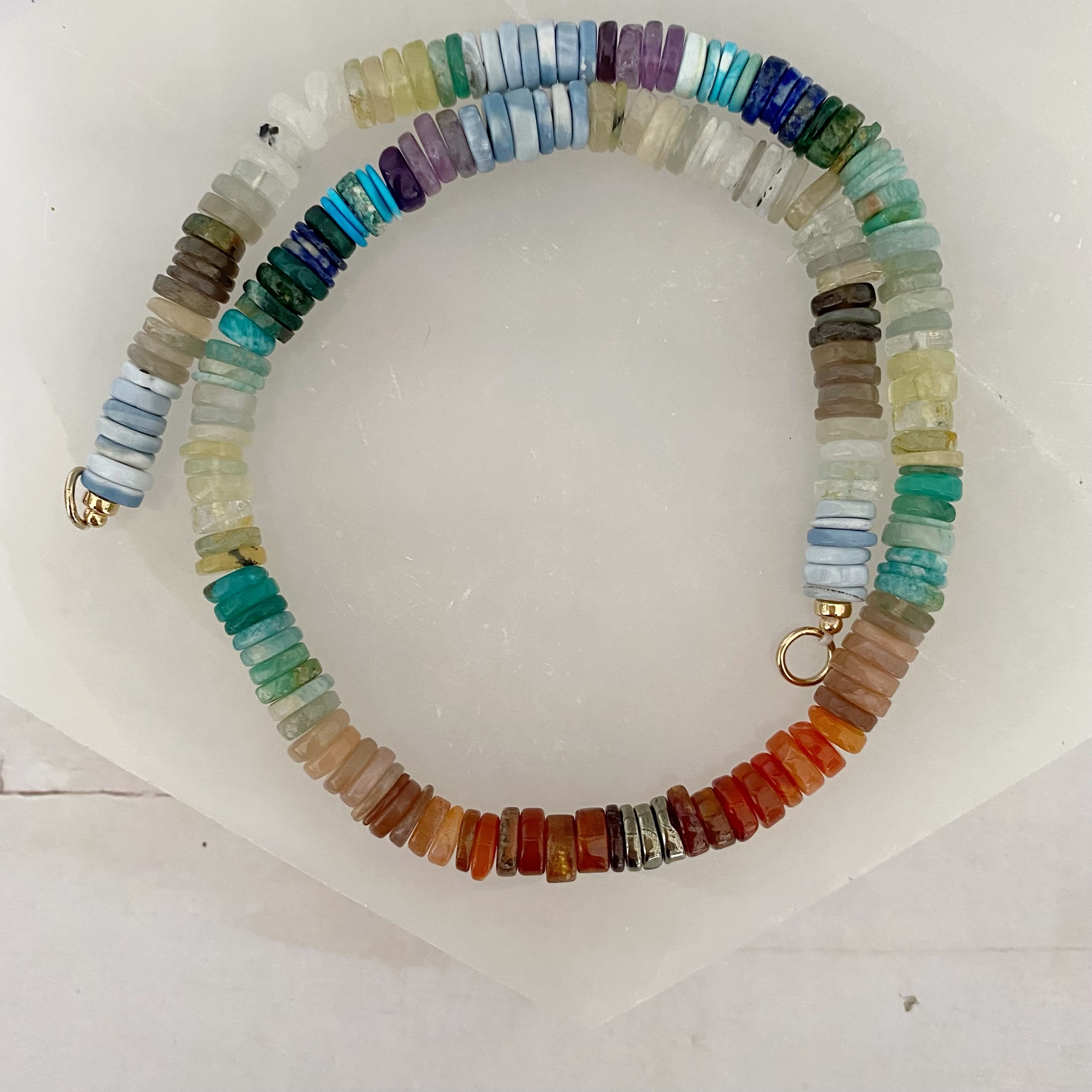 Jasmine One of a Kind Mixed Gemstone Open Loop Necklace - Image 2