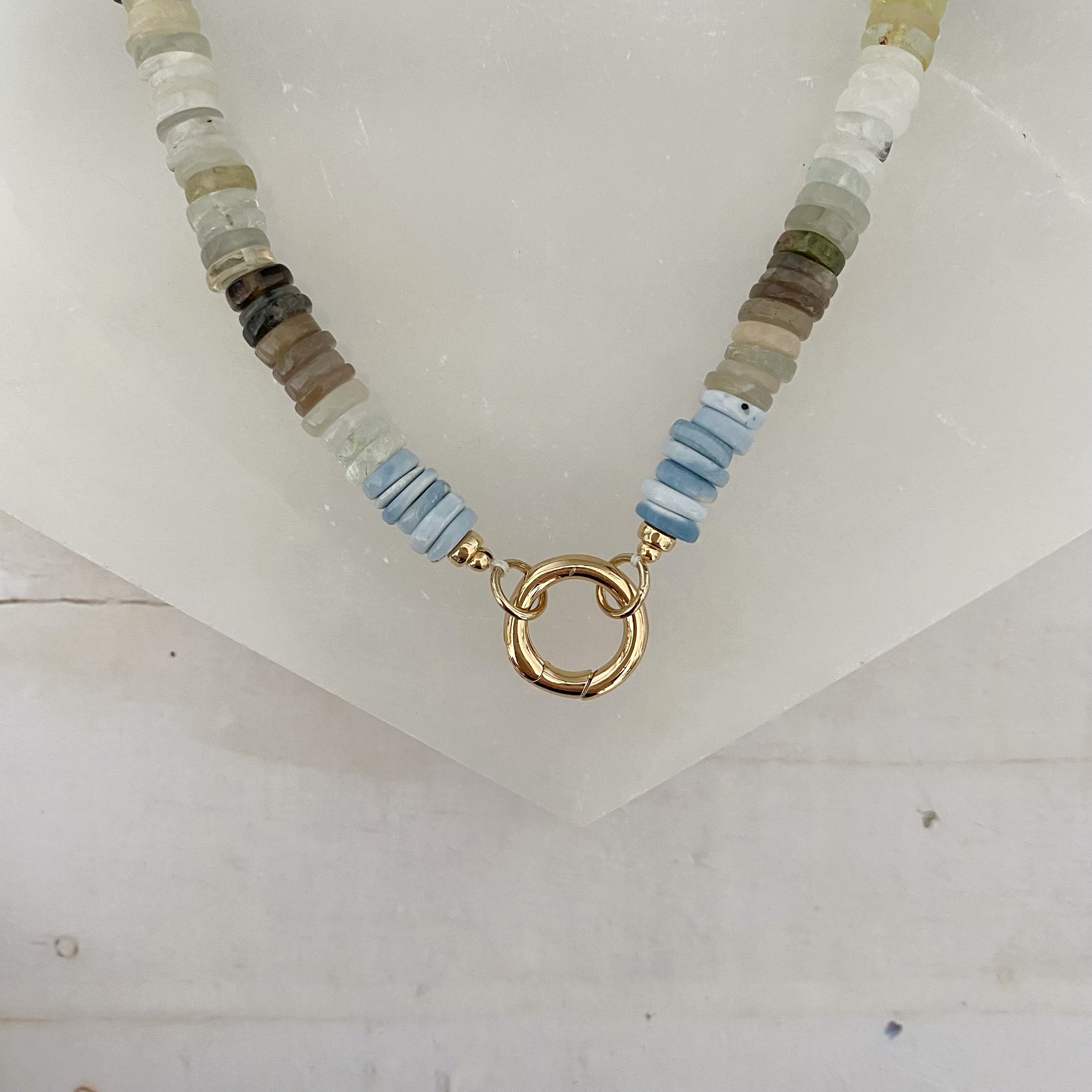 Jasmine One of a Kind Mixed Gemstone Open Loop Necklace - Image 6