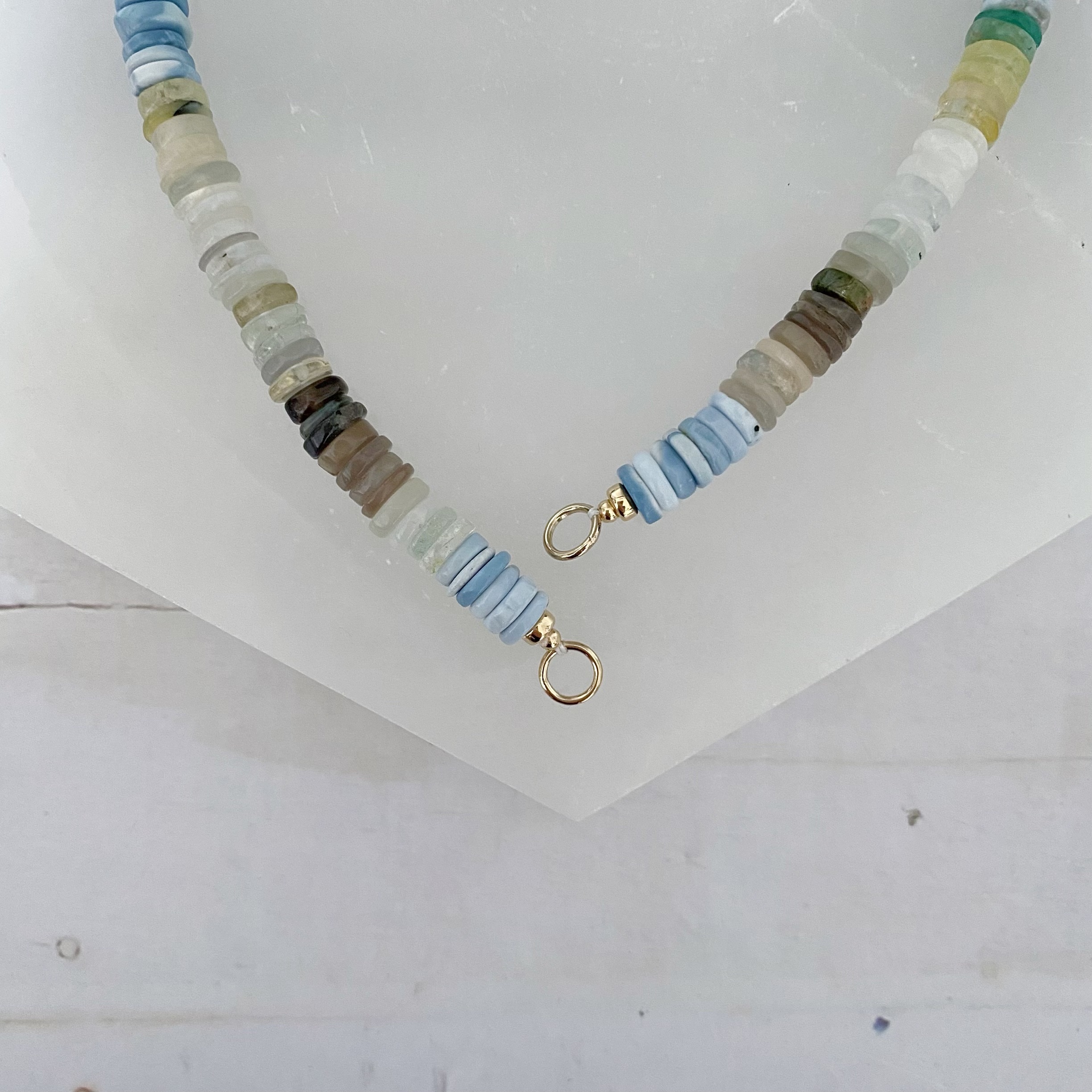 Jasmine One of a Kind Mixed Gemstone Open Loop Necklace - Image 5