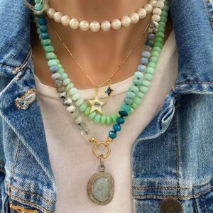 Madigan Green Opal Hand Knotted Beaded Gemstone Necklace - Image 4