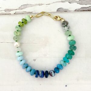 The Blue Green Silk Knotted Gemstone Bracelet