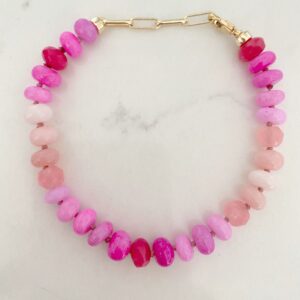 Think Pink Silk Knotted Gemstone Bracelet