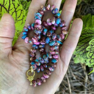 Delaney Purple Dahlia Hand Knotted Diamond Clasp Necklace - Image 2