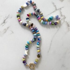 FunFetti #5 One of a Kind Silk Knotted Gemstone Necklace - Image 2