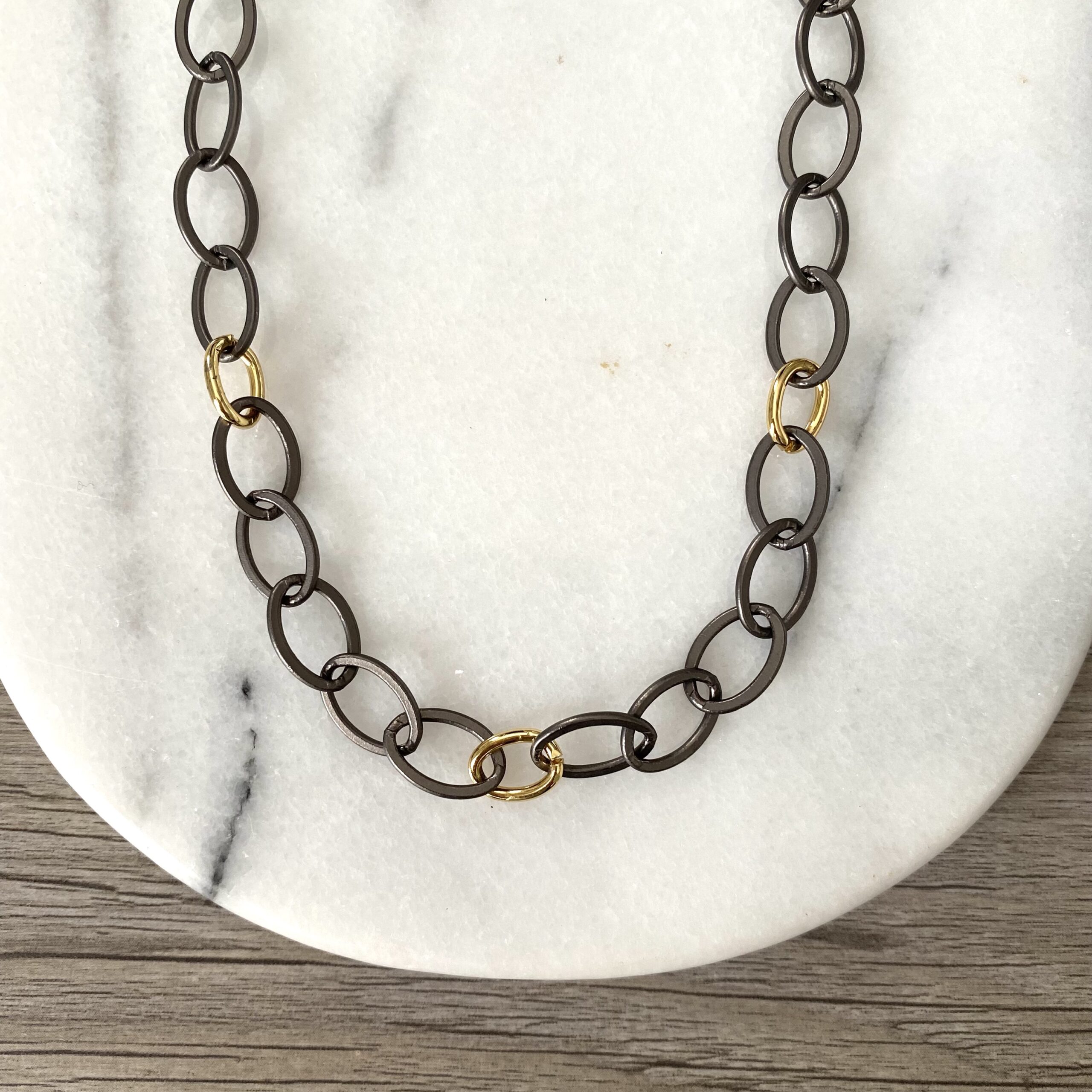 gunmetal chain link necklace