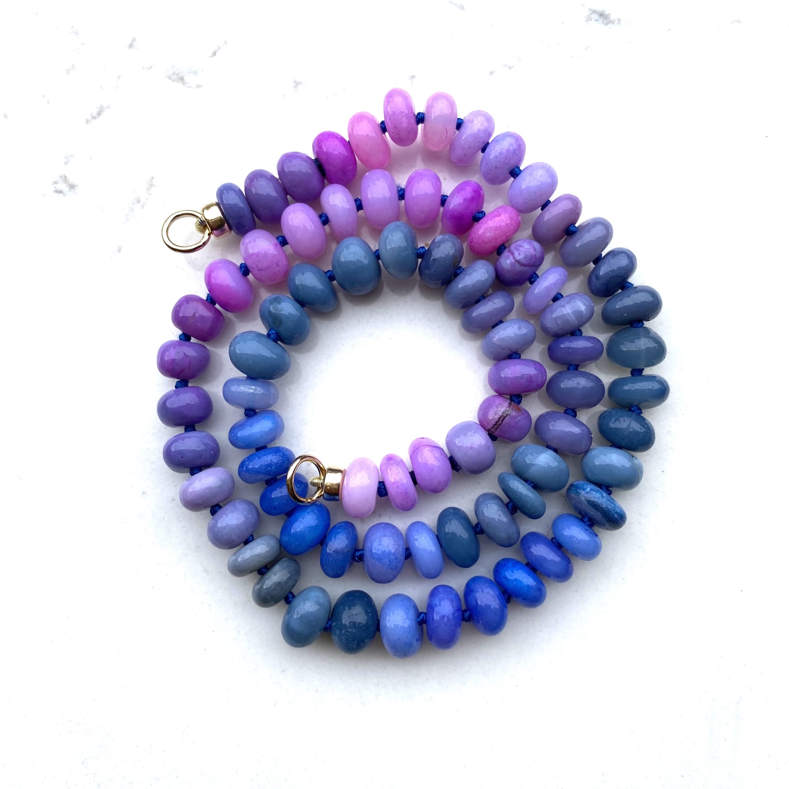 Skylar Silk Knotted Opal Open Loop Necklace - Image 2