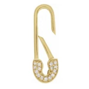 14k Gold and Diamond Safety Pin Hinged Connector Clasp - Image 2