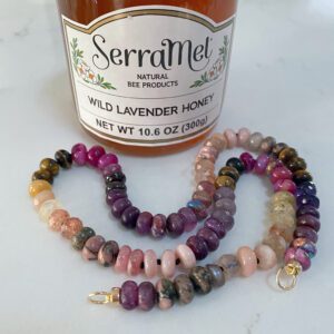 "Fig and Honey" Spice Collection Silk Knotted Open Loop Gemstone Necklace - Image 3