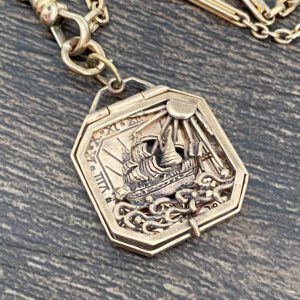 Rare Antique Sailing Ship Pocket Sundial Pendant Fob "Tempus Rerum Imperator" - Image 3