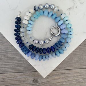 Ocean Eyes One of a Kind Silk Knotted Gemstone Necklace - Image 2