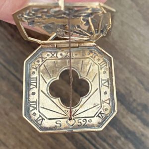 Rare Antique Sailing Ship Pocket Sundial Pendant Fob "Tempus Rerum Imperator" - Image 2