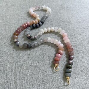 "Pinot Noir" Neutral Collection OOAK Silk Knotted Open Loop Gemstone Necklace - Image 6