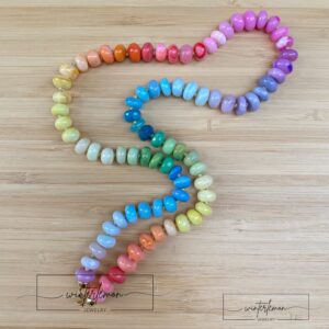 Gillie OOAK Bright Tropical Candy Rainbow Mixed Gemstone Silk Knotted Open Loop Necklace - Image 2