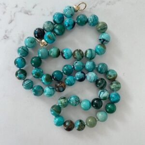 Kincaid Chrysocolla Bubble Hand Knotted 14k Gold Open Loop Necklace - Image 3