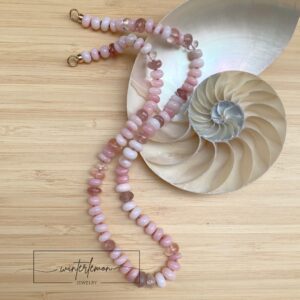 Madeline OOAK Silk Knotted Mixed Pinks Open Loop Necklace - Image 2