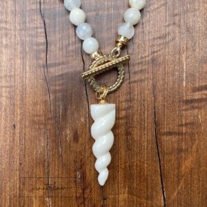 Rosalyn Phoenix Agate Hanging Unicorn Horn Beaded Toggle Necklace - Image 3