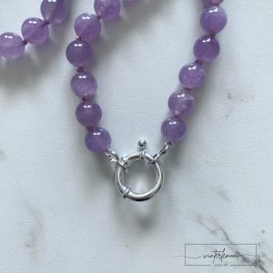 Marcella Rose De France Amethyst Bubble Silk Knotted sterling Silver Necklace - Image 3