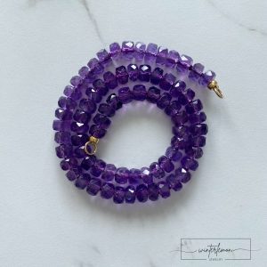 Milana Faceted Amethyst Silk Knotted Gemstone Open Loop Necklace - Image 3