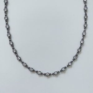 Anika Gunmetal and CZ Station Link Chain Necklace - Image 4