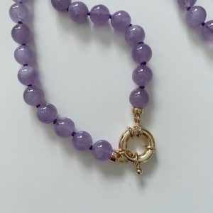 Ciara Rose De France Amethyst Bubble Hand Knotted Necklace - Image 3