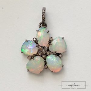 Baby Bianka Opal and Diamond Flower Pendant - Image 3