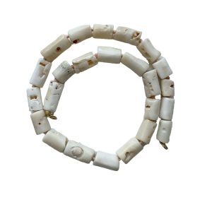 Chara White Bamboo Coral Hand Knotted Open Loop Necklace - Image 2