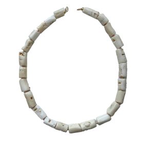 Chara White Bamboo Coral Hand Knotted Open Loop Necklace