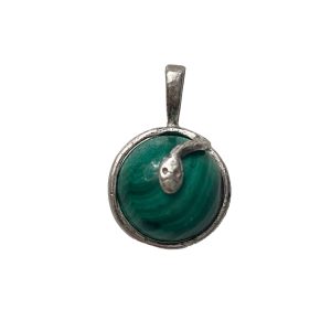 Sterling Silver Malachite Snake Orb Ball Charm - Image 3