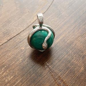 Sterling Silver Malachite Snake Orb Ball Charm - Image 4