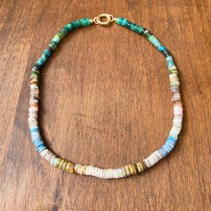 OOAK Marquessa Multicolor Gemstone Heishi Beaded Gemstone Necklace - Image 4