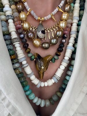 Into the Wild Mixed Gemstone and 14k Gold Silk Knotted Necklace - Image 2