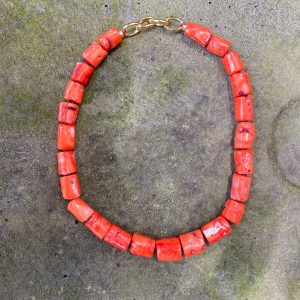 Sierra Chunky Orange Bamboo Coral Hand Knotted Necklace - Image 3