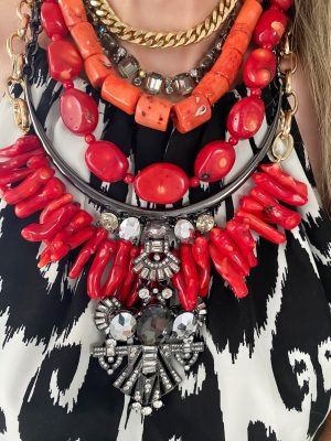 Mali Chunky Red Bamboo Coral Necklace - Image 2