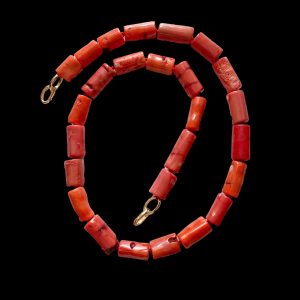 Karlie N°3 Orange Bamboo Coral Hand Knotted  Long Necklace - Image 4